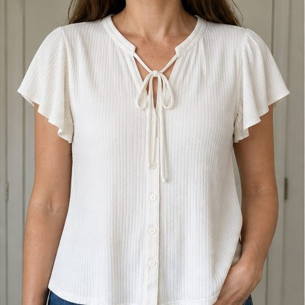 Ivory Wrap Blouse - Picture 2 of 6